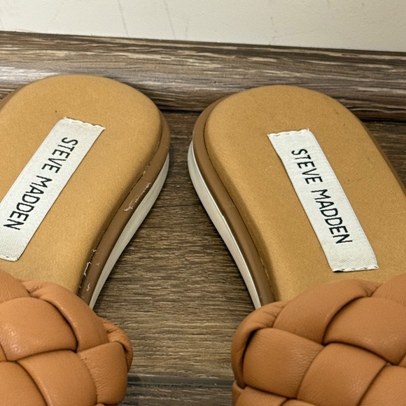 Steve Madden Women's Paislee Slides Camel Size 6 Braided Finish Summer - Picture 2 of 10
